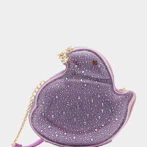 EXCLUSIVE Betsey Johnson Kitsch Peeps Lavender Chick Rhinestone Crossbody Bag